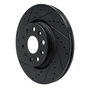 Jeep Gladiator Brake Rotor (1) - Front Left - R1 Concepts - Drilled & Slotted - Black - `18-`25